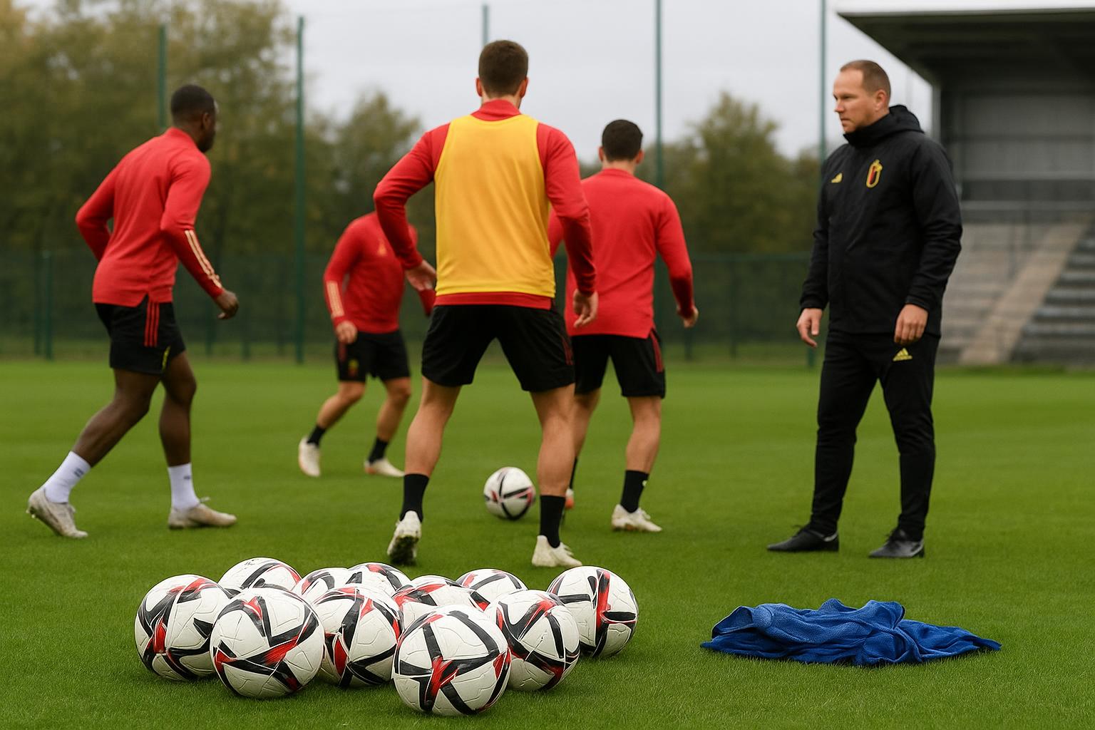 Romelu Lukaku en bondscoach Rudi Garcia bij de Rode Duivels in Tubize