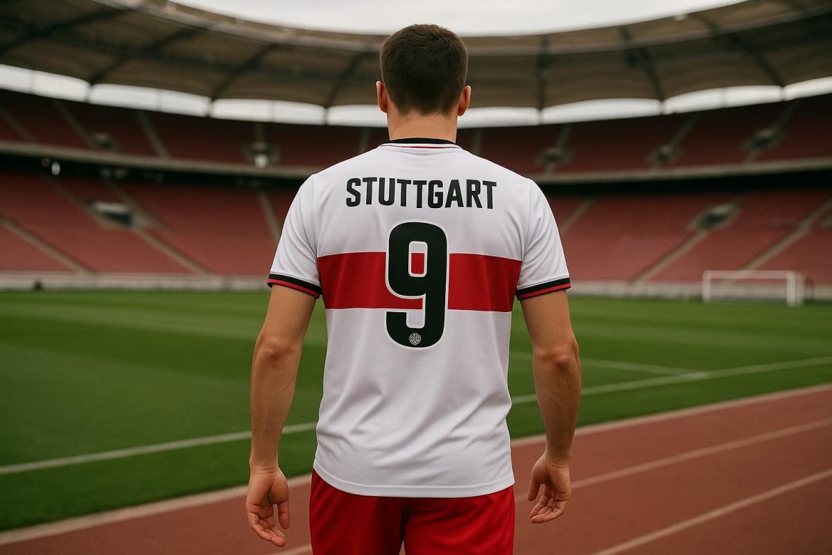 Bilal El Khannouss in een VfB Stuttgart-tenue tijdens een wedstrijd