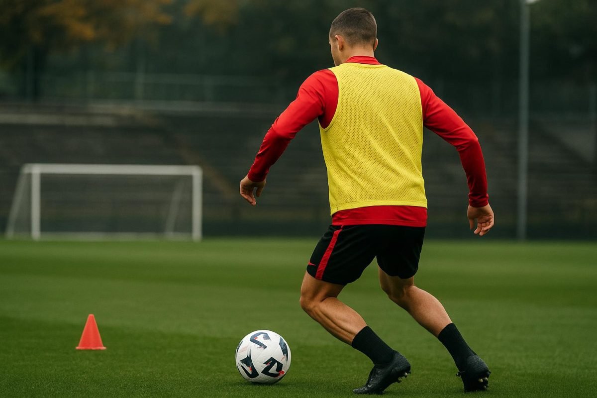 Zeno Debast tijdens een training terwijl hij hersteld is van knieklachten