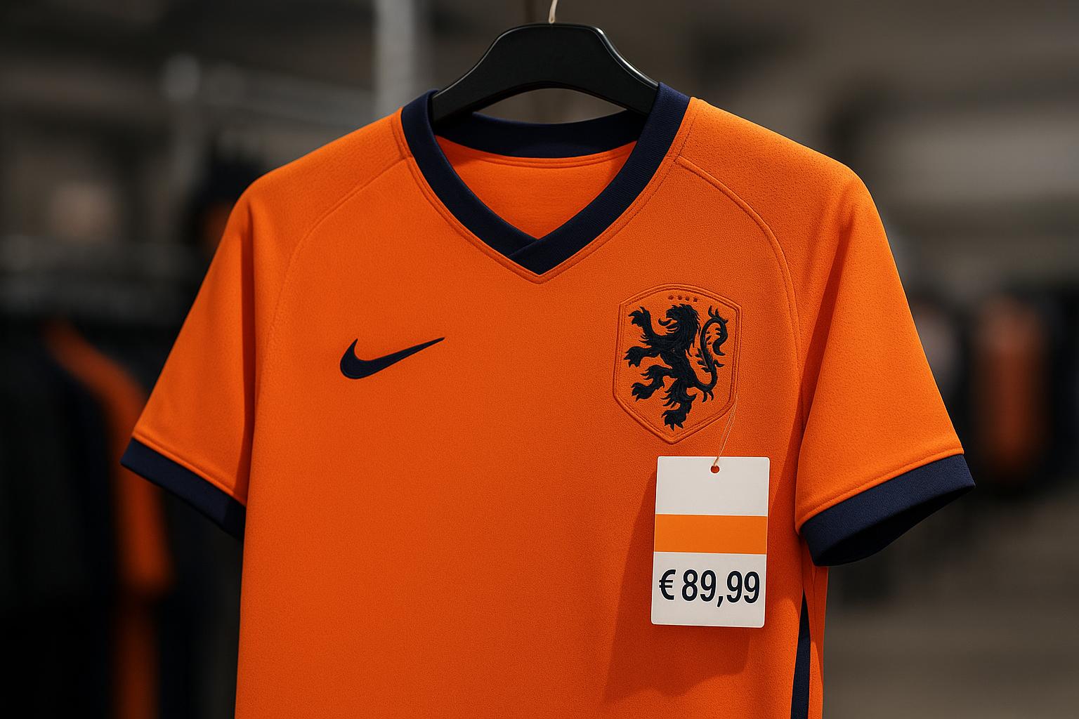 Close-up van het nieuwe Nederlands elftalshirt zonder herkenbare gezichten