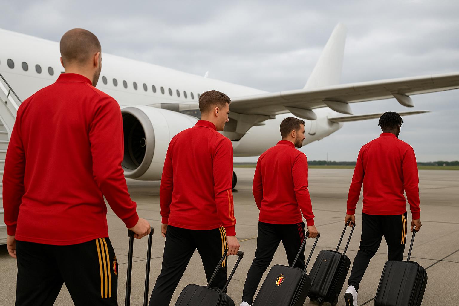 De Rode Duivels vertrekken op de luchthaven van Zaventem richting Atlanta.