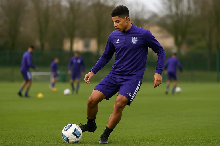 Mihajlo Cvetkovic van Anderlecht tijdens een trainingsmoment