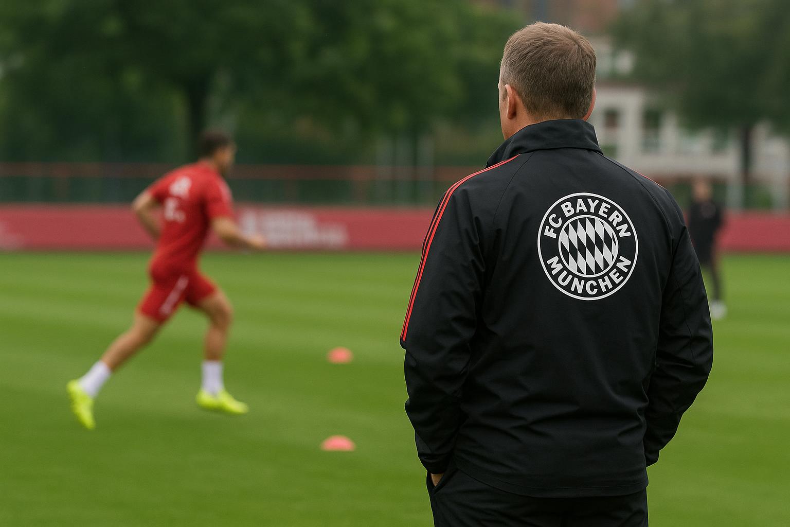 Vincent Kompany langs de zijlijn bij Bayern München tijdens een trainingsmoment
