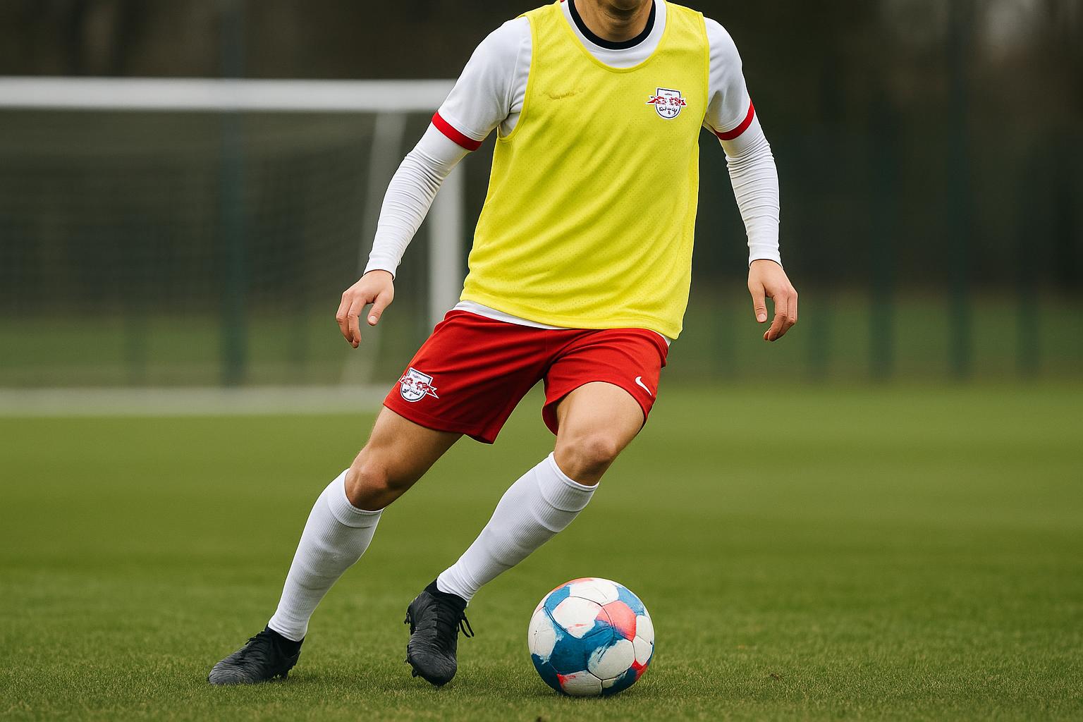 Ezechiรซl Banzuzi op training bij RB Leipzig, zonder herkenbare gezichten