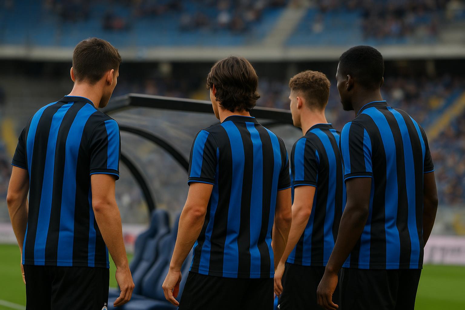 Nicolo Tresoldi viert een doelpunt voor Club Brugge in een wedstrijdsetting.