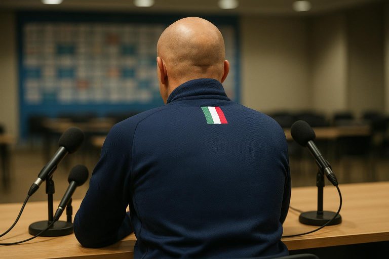 Gennaro Gattuso tijdens een persconferentie van Italië in aanloop naar de WK-play-offs