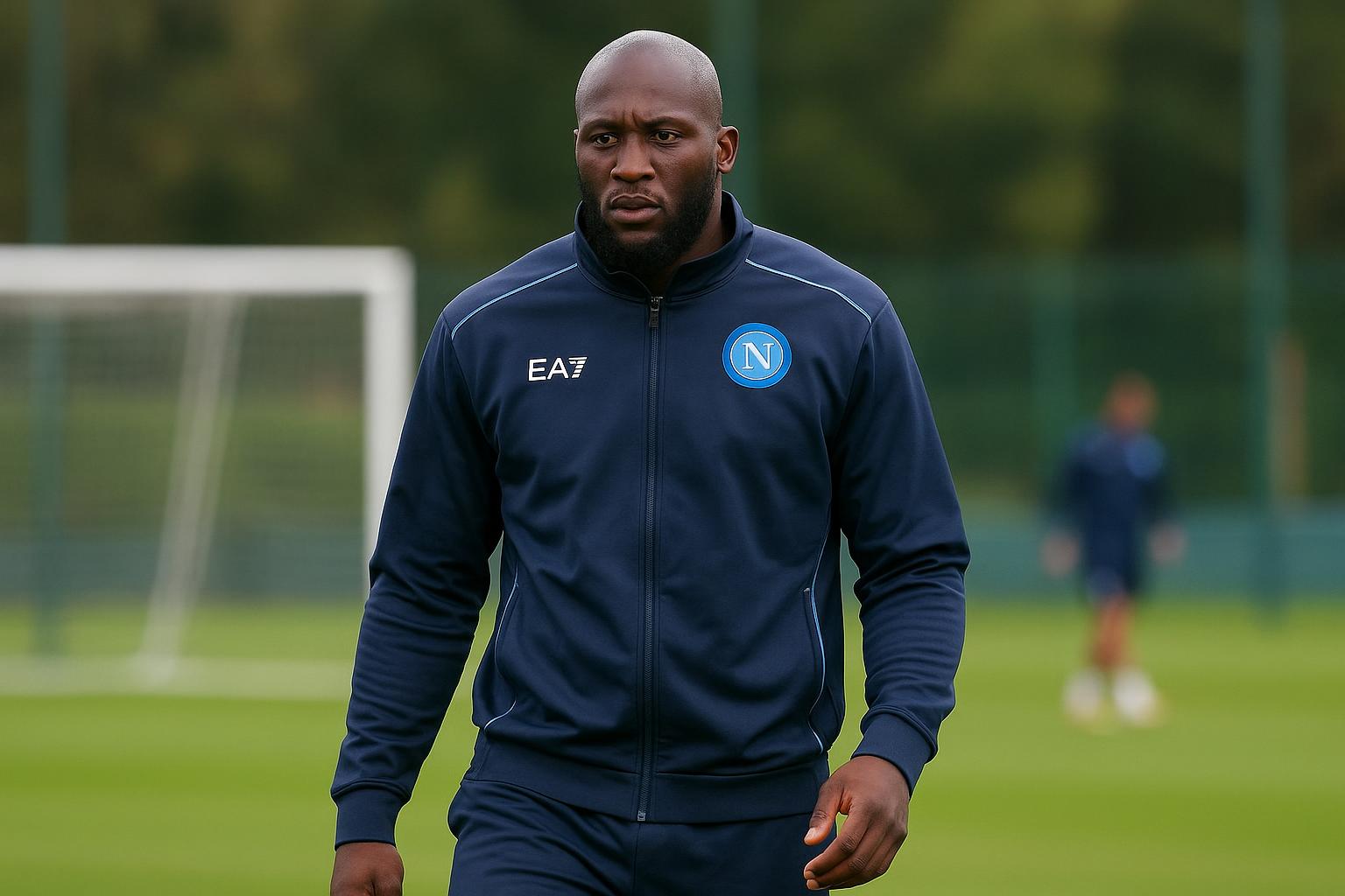 Romelu Lukaku tijdens een trainingsmoment in clubcontext, zonder herkenbare gezichten.