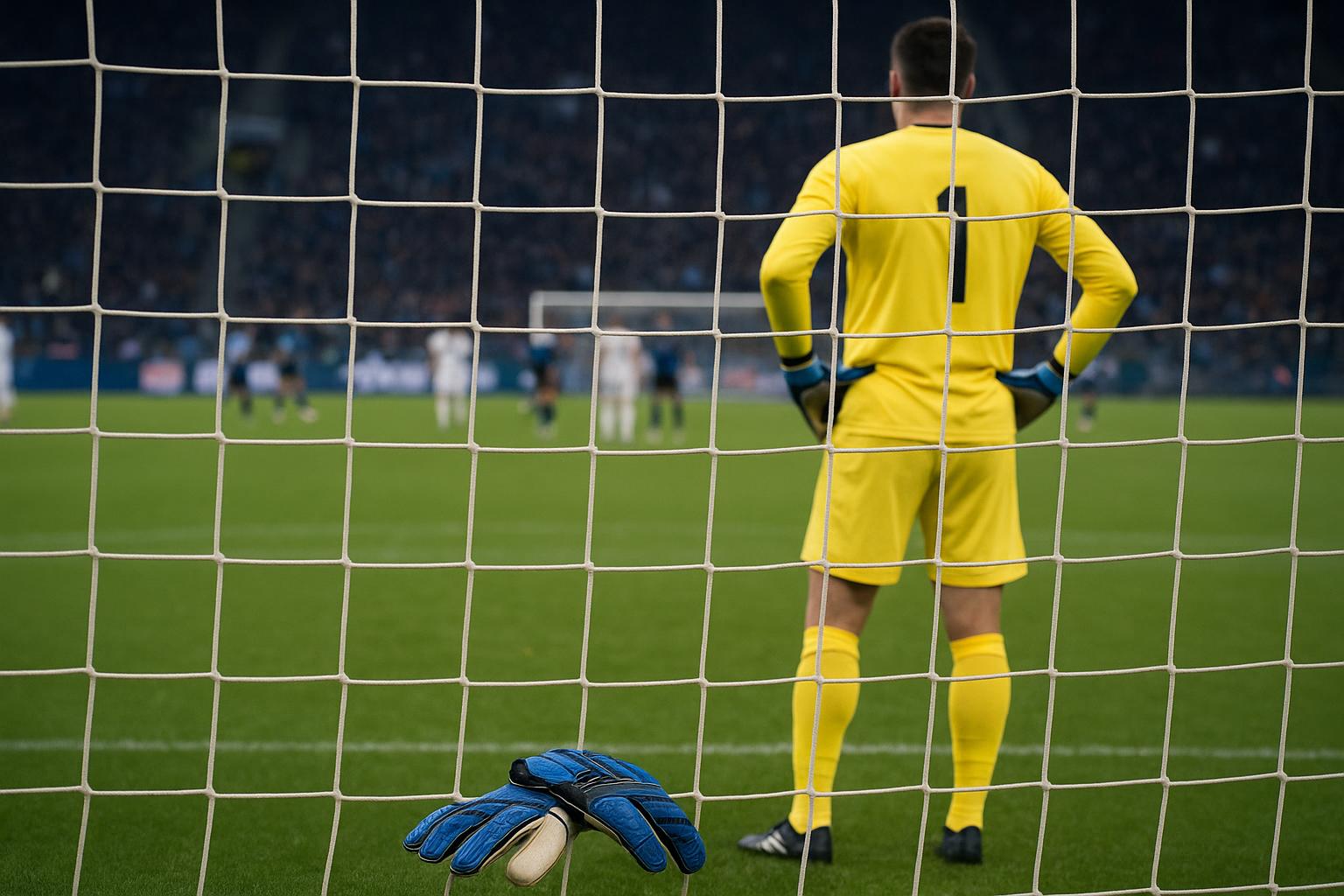 Simon Mignolet in Club Brugge-tenue tijdens een wedstrijdmoment