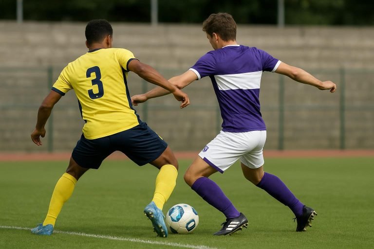 Sfeervol beeld van een oefenwedstrijd tussen Union en Beerschot in Zaventem