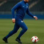 Romeo Lavia van Chelsea tijdens een trainingsmoment op het veld