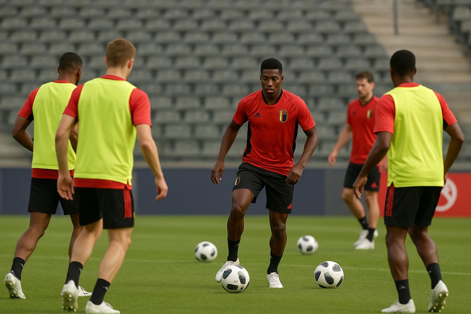 Alexis Saelemaekers tijdens een training van de Rode Duivels op stage in de Verenigde Staten
