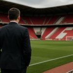Marc Wilmots van Standard in een stadioncontext op Sclessin