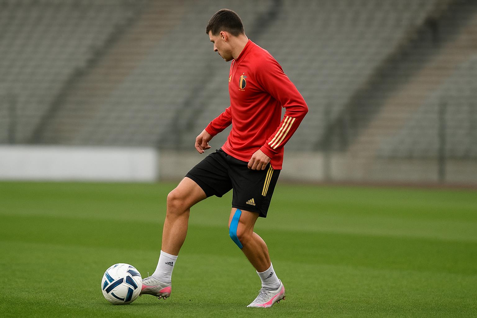 Julien Duranville in trainingscontext op een voetbalveld