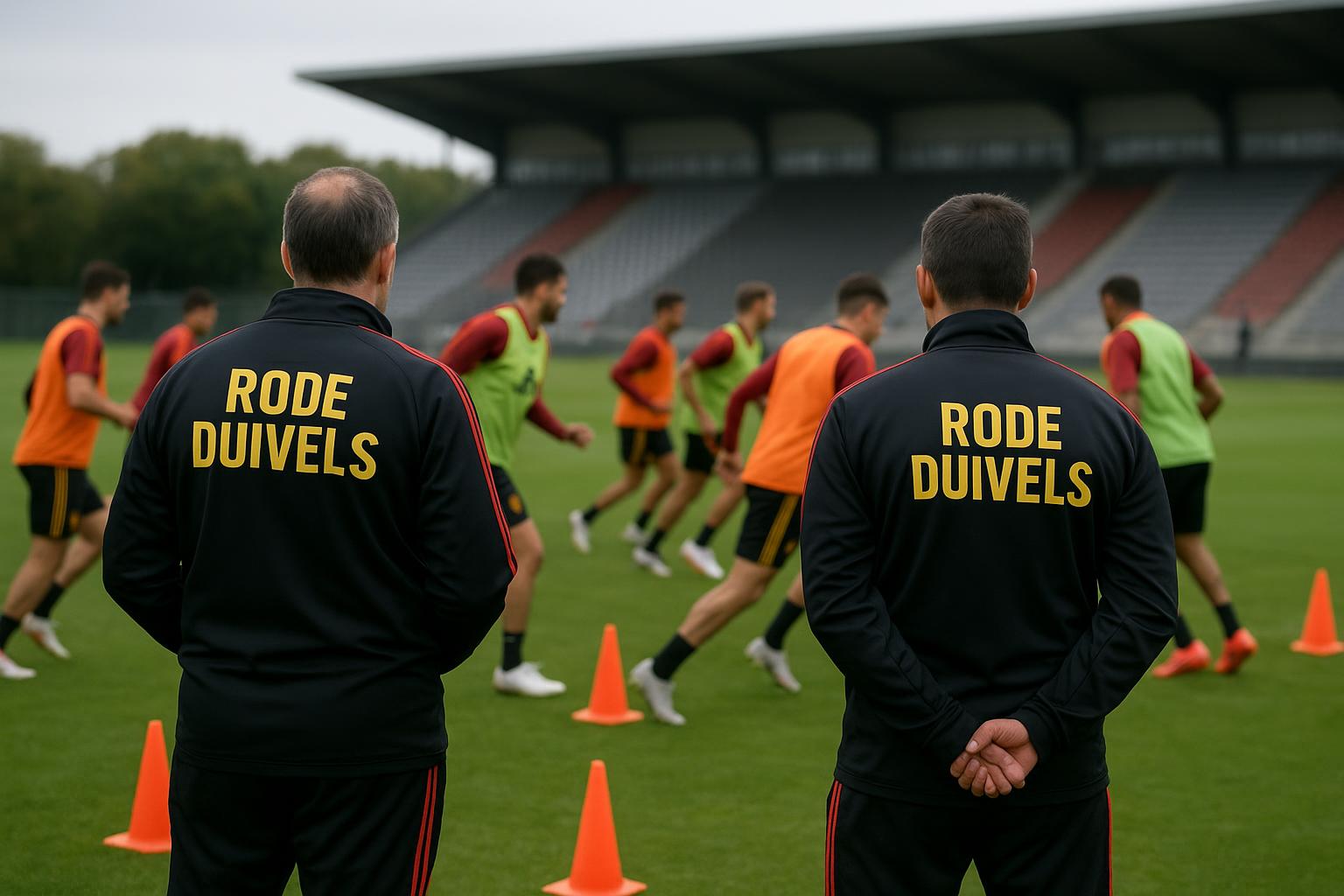 Rudi Garcia tijdens een trainingsmoment van de Rode Duivels op stage in de Verenigde Staten