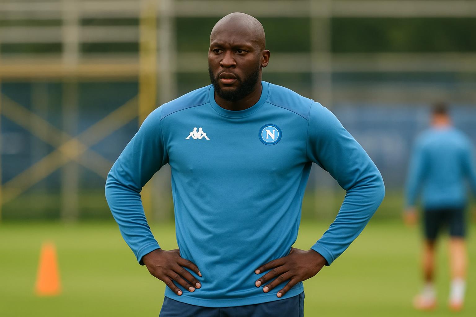 Romelu Lukaku in Napoli-outfit tijdens een trainingsmoment