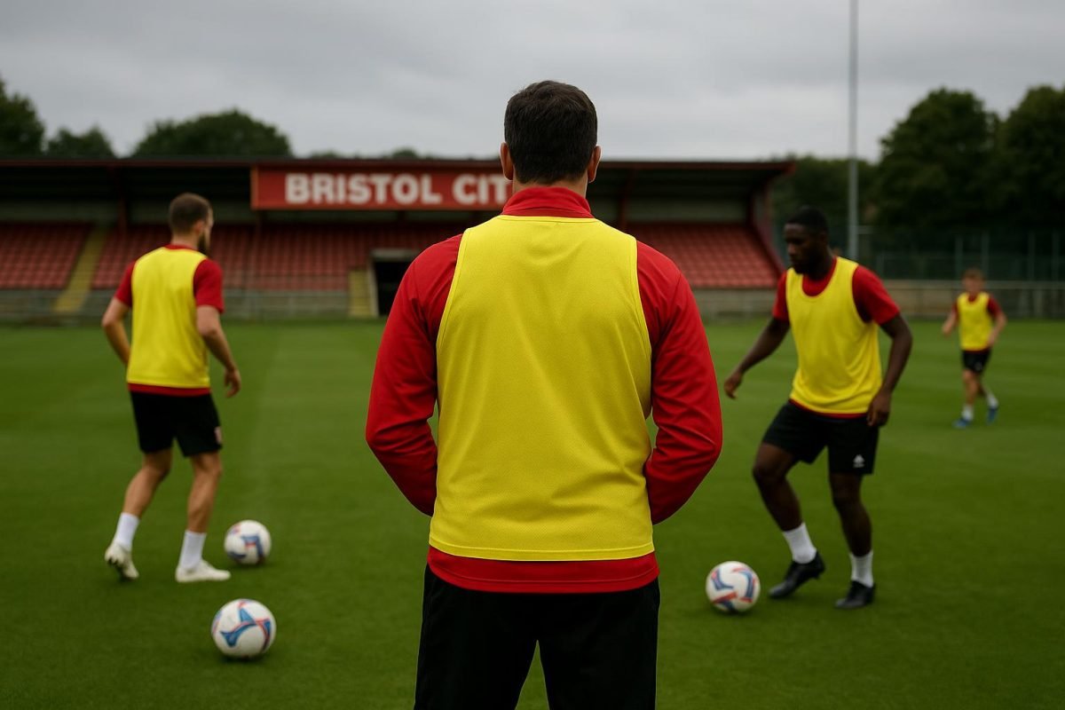 Roy Hodgson op het trainingsveld bij Bristol City in aanloop naar zijn eerste match als interim