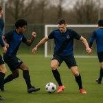 Spelers van Club Brugge tijdens de besloten oefenmatch tegen Patro Eisden in Westkapelle