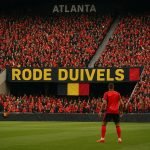 Sfeerbeeld in een stadion bij een oefenwedstrijd van de Rode Duivels tegen de Verenigde Staten