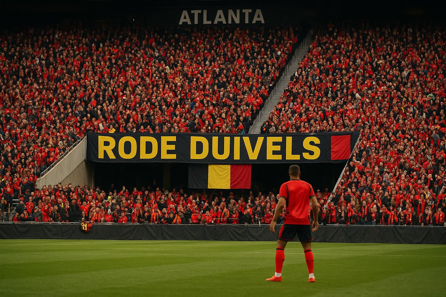 Sfeerbeeld in een stadion bij een oefenwedstrijd van de Rode Duivels tegen de Verenigde Staten