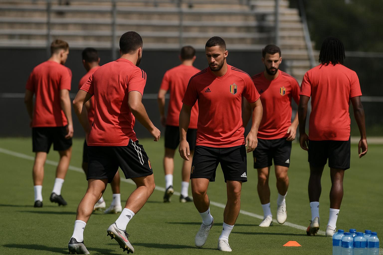 Rode Duivels op training tijdens oefenkamp in Atlanta