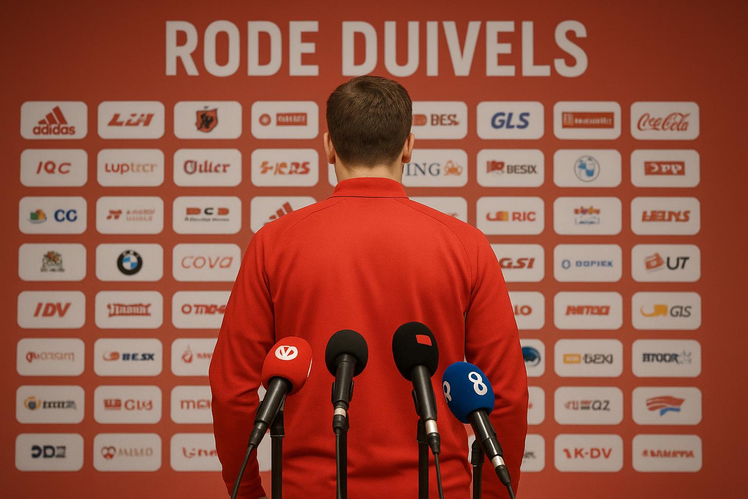 Een persmoment rond de selectie van de Rode Duivels met Rudi Garcia in beeld