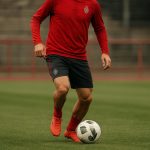 Marlon Fossey van Standard met een bal tijdens een trainingsmoment