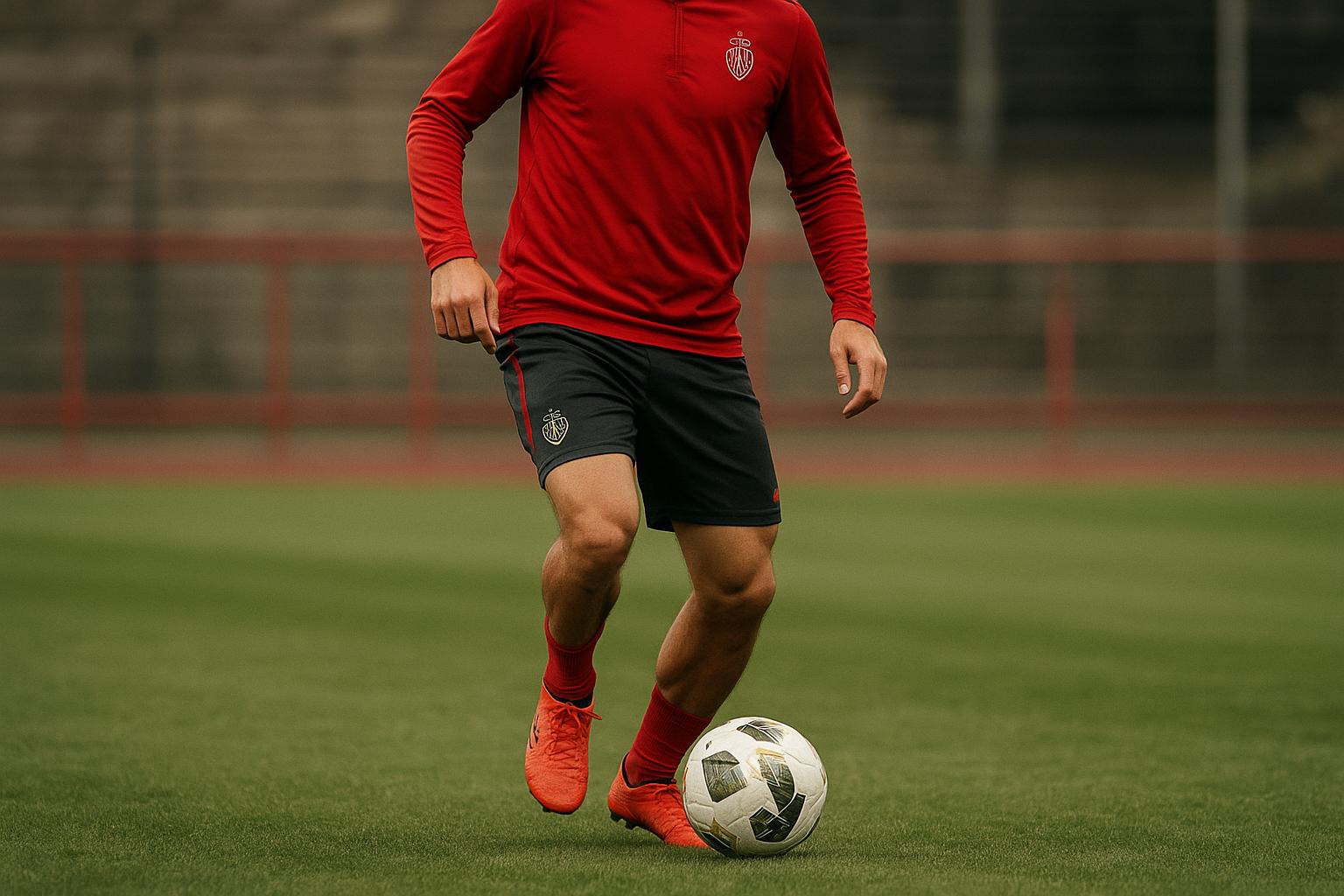 Marlon Fossey van Standard met een bal tijdens een trainingsmoment