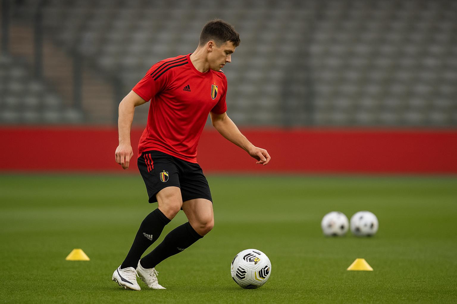 Alexis Saelemaekers op training bij de Rode Duivels in aanloop naar de oefenmatch tegen de Verenigde Staten