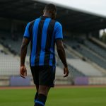 Actiemoment met Nicolo Tresoldi in het shirt van Club Brugge tijdens een wedstrijd