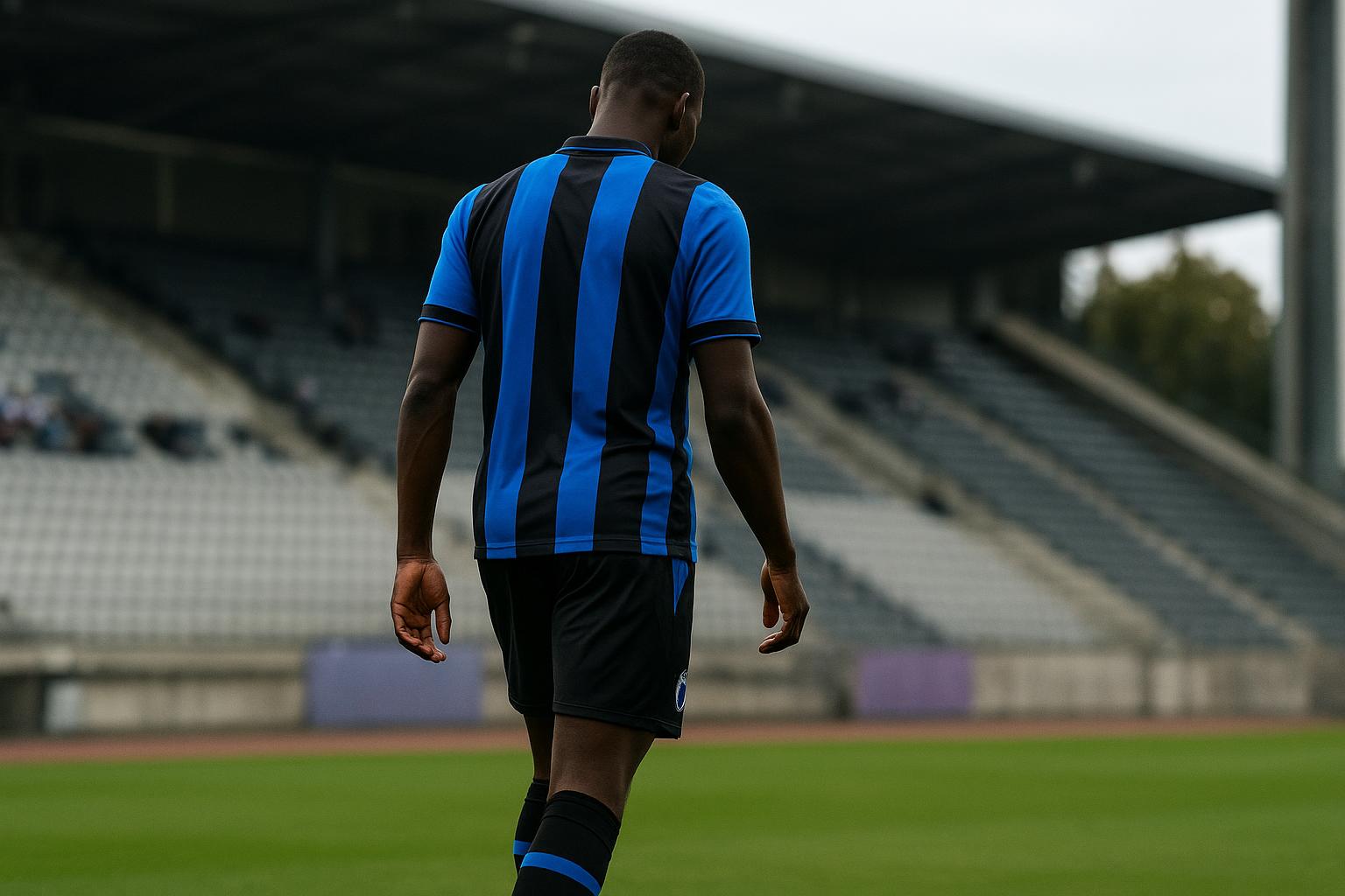 Actiemoment met Nicolo Tresoldi in het shirt van Club Brugge tijdens een wedstrijd