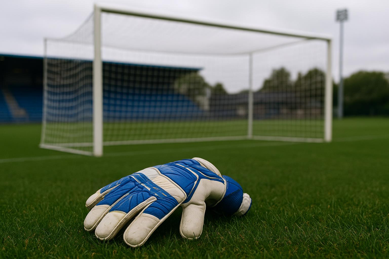 Keepershandschoenen en een doelnet tijdens een training bij Club Brugge