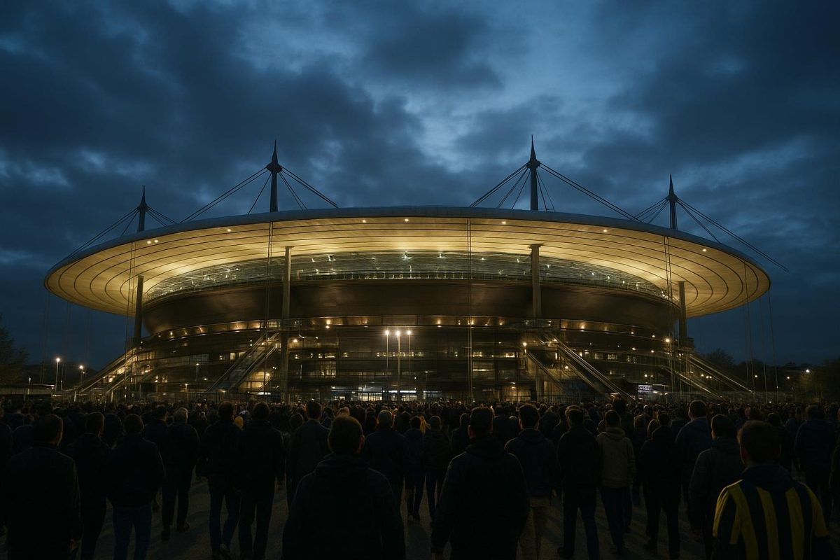 Sfeerbeeld van het Stade de France in Parijs rond een voetbalavond