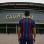 Omgeving rond Camp Nou met neutrale stadionsfeer zonder herkenbare gezichten