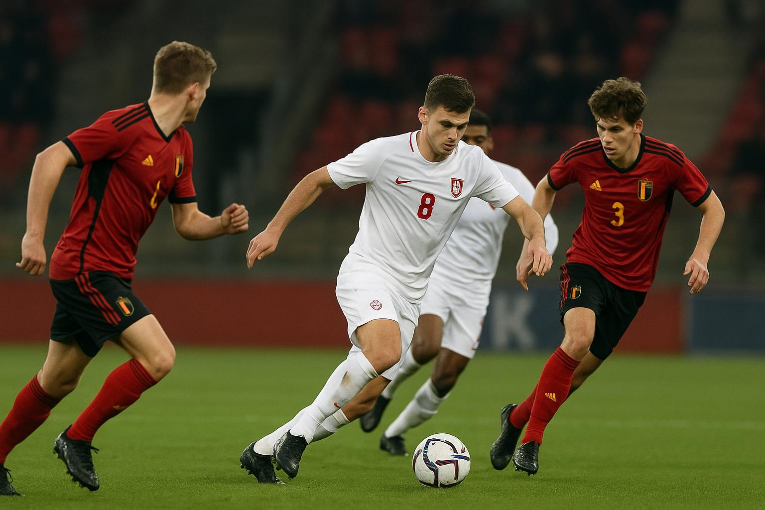 België U19 viert een doelpunt in de eliteronde richting EK-kwalificatie