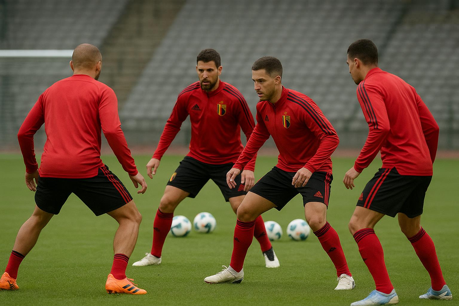 Toby Alderweireld tijdens een moment rond de Rode Duivels in aanloop naar het WK