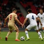 Spelers van de Rode Duivels in actie tegen de Verenigde Staten tijdens een oefenwedstrijd