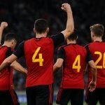 Rode Duivels vieren een doelpunt in de oefenmatch tegen de Verenigde Staten