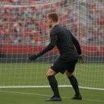 Een keeper van de Rode Duivels tijdens een moment van focus in het Mercedes-Benz Stadium.