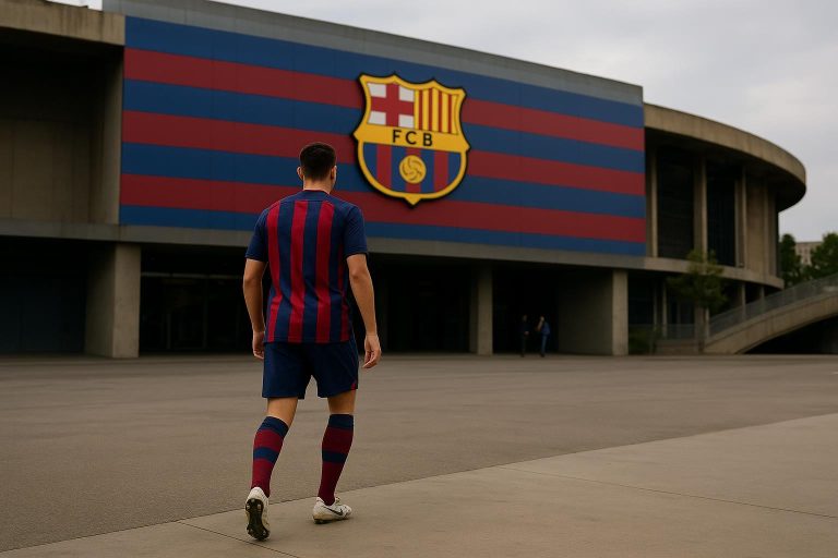 Sfeerbeeld van het stadion van FC Barcelona zonder herkenbare gezichten