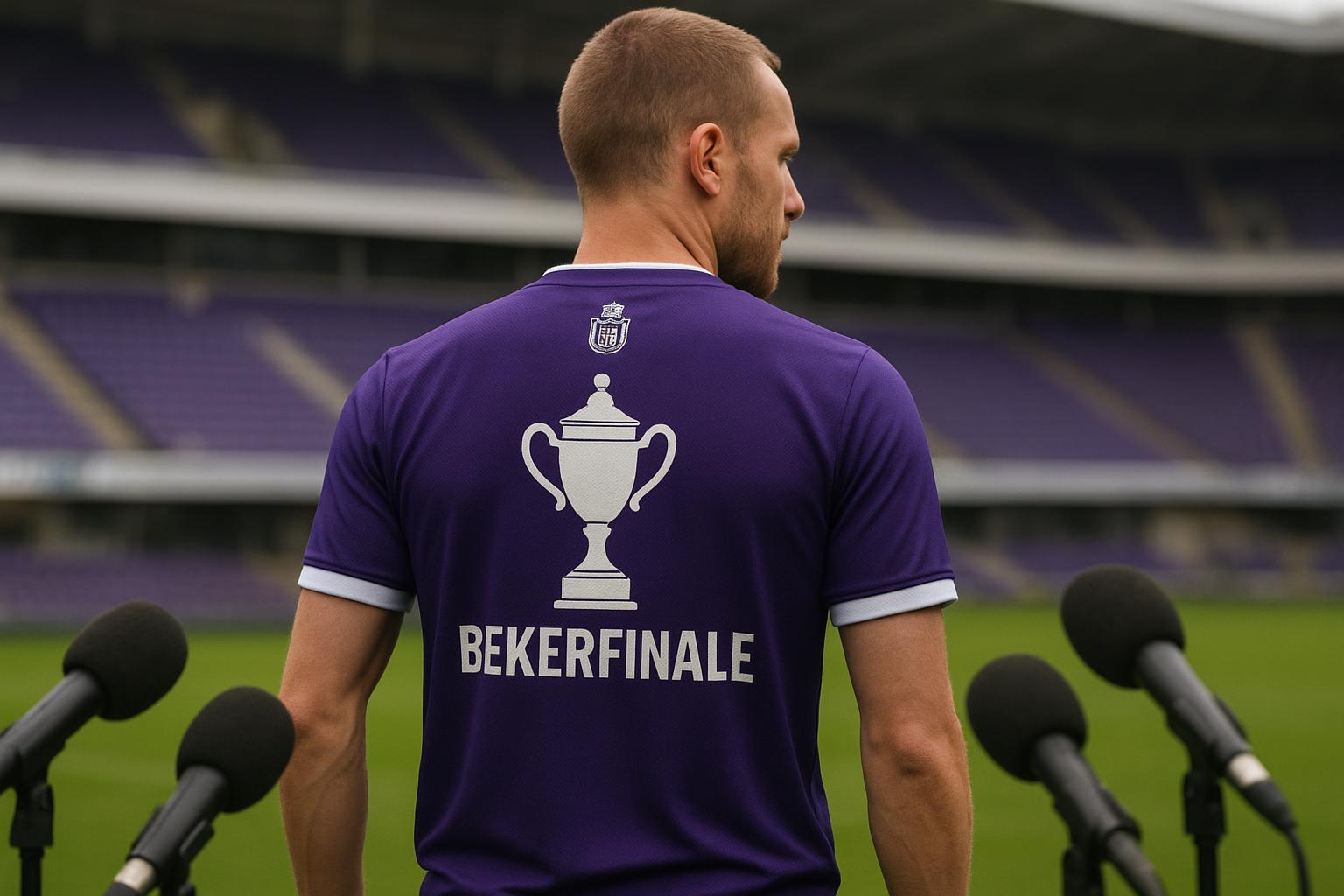 Paars wedstrijdshirt van RSC Anderlecht met verwijzing naar de bekerfinale tegen Union