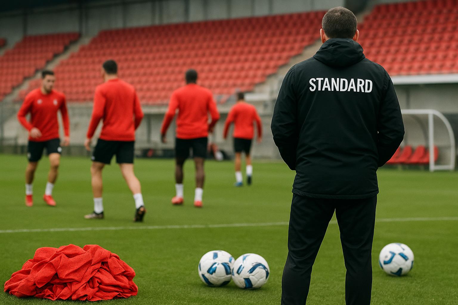 Vincent Euvrard van Standard langs de zijlijn tijdens een trainingsmoment