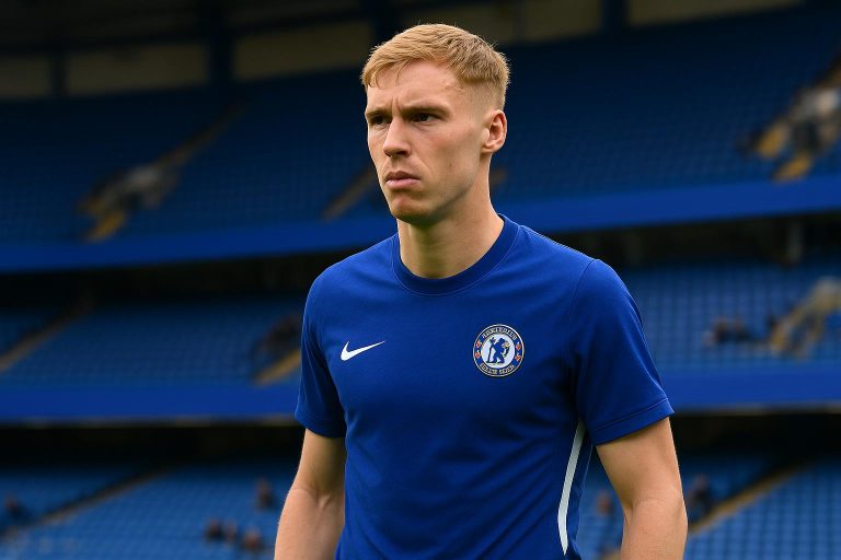 Sfeerbeeld rond Chelsea op Stamford Bridge met spelers op de achtergrond
