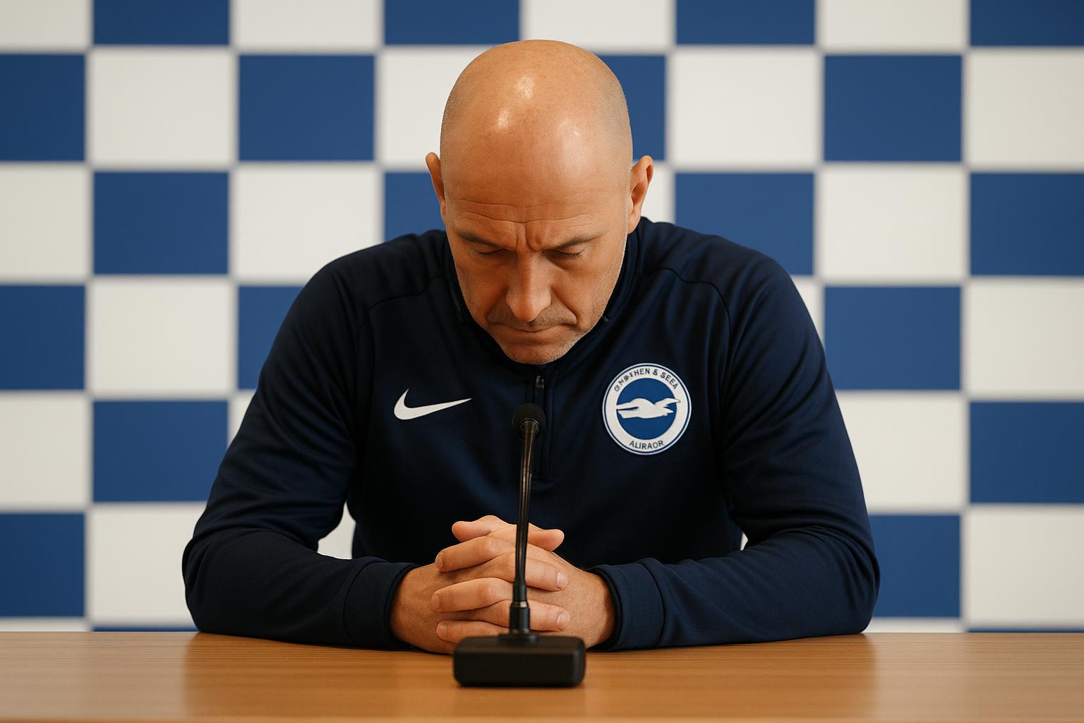 Fabian Hürzeler, trainer van Brighton, tijdens een persmoment.