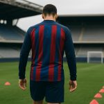 Alejandro Balde van FC Barcelona op training, gezien van achteren