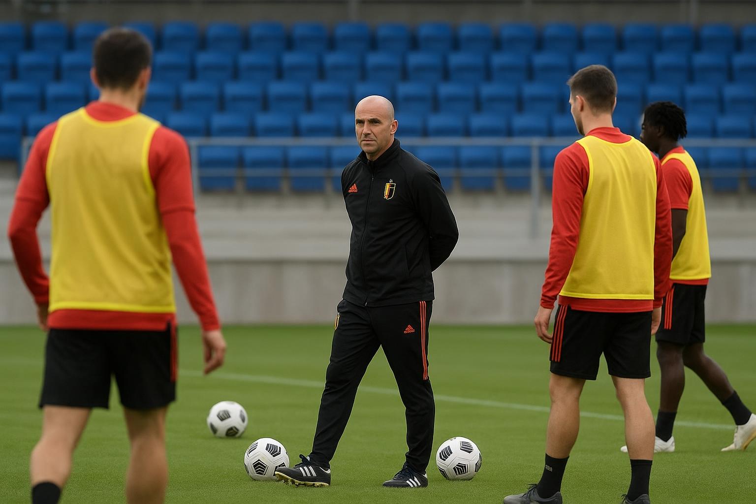 Rudi Garcia tijdens een trainingsmoment van de Rode Duivels in aanloop naar de match tegen Mexico in Chicago.