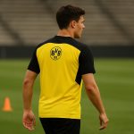 Jonge centrale verdediger op training in Dortmund-context, zonder herkenbare gezichten