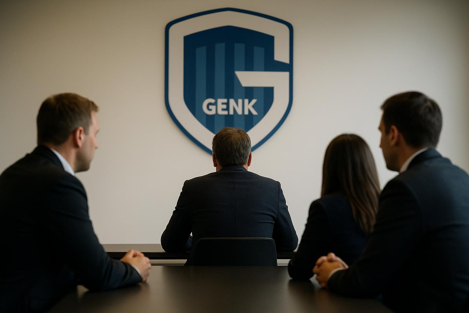 Bestuursmoment bij KRC Genk in de Cegeka Arena, zonder herkenbare gezichten