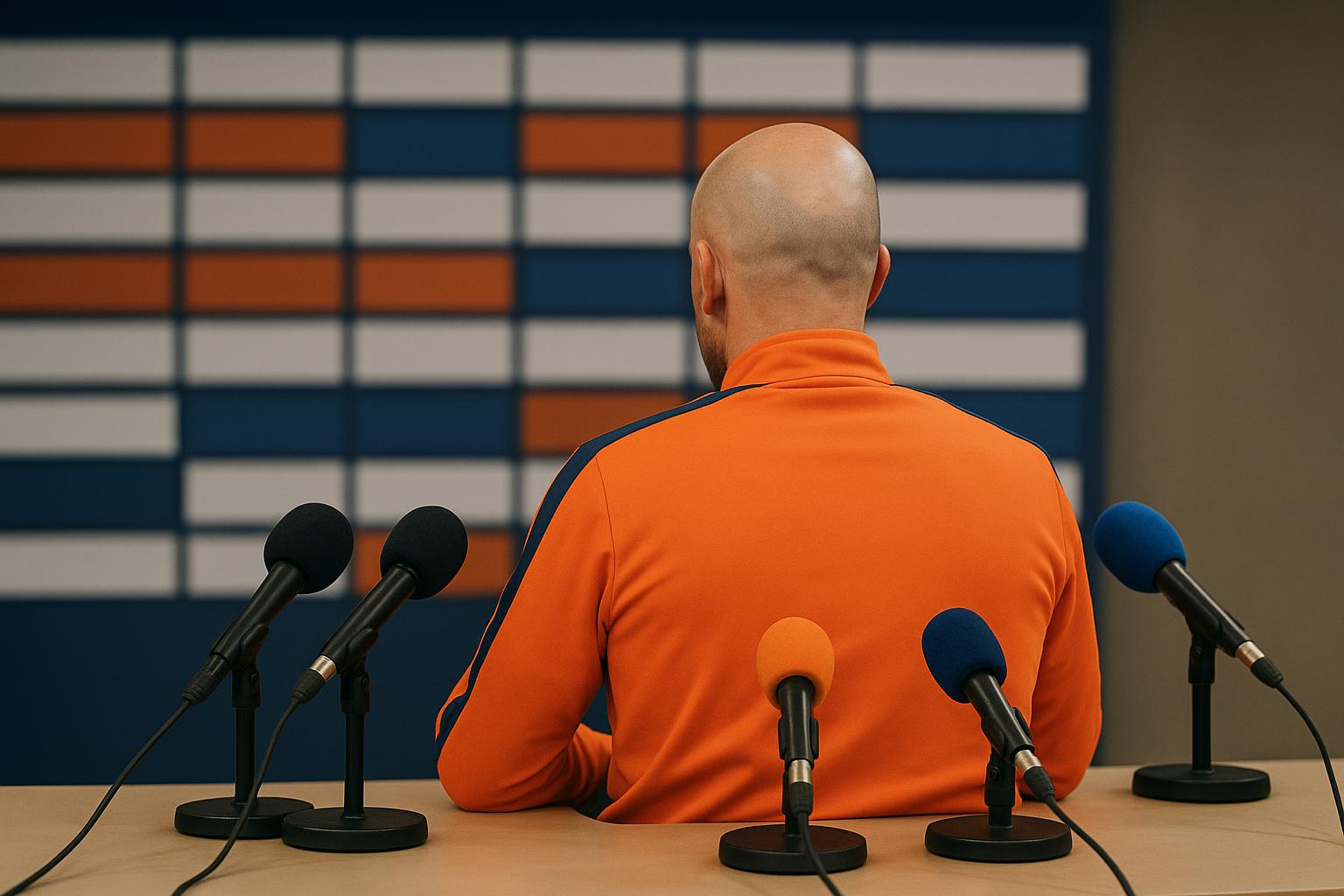 Ronald Koeman, bondscoach van Nederland, tijdens een persmoment.