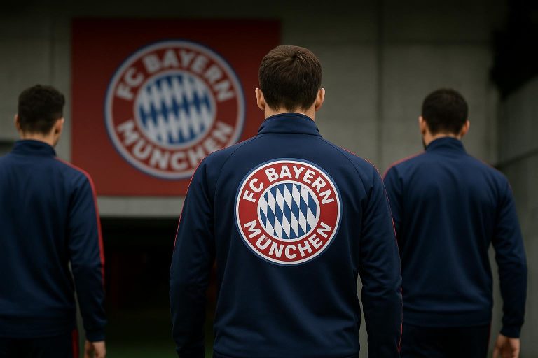 Vincent Kompany langs de zijlijn bij Bayern München met spelers op training