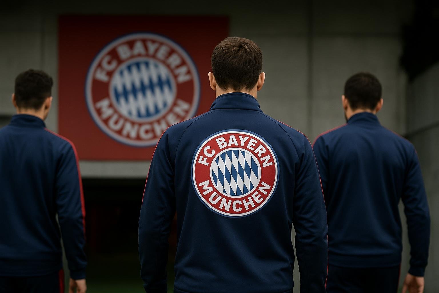Vincent Kompany langs de zijlijn bij Bayern München met spelers op training